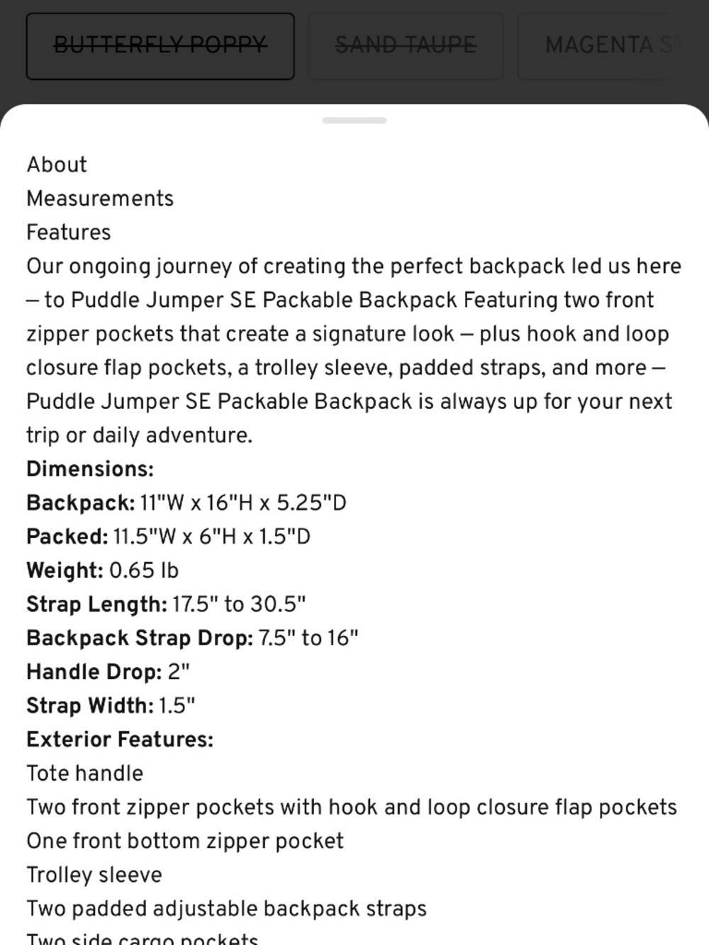 Lug Puddle Jumper SE Packable Backpack~Butterfly Poppy~NEW unopened packaging - Picture 6 of 8